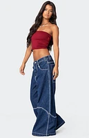 Edikted Super Wide Contrast Stitch Low Rise Jeans