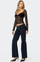 Edikted Ribbon Lace Up Low Rise Jeans