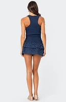 Edikted Scrunchy Ruffled Eyelet Mini Dress