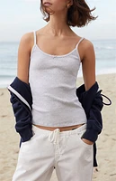 John Galt Light Gray Pointelle Skylar Tank Top