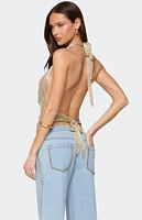 Edikted Shiny Knit Cowl Neck Backless Top