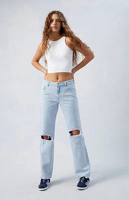 PacSun Light Indigo Ripped Jordyn Low Rise Straight Leg Jeans