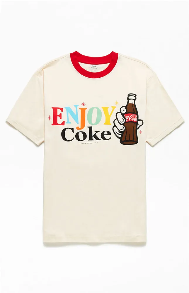 Coca-Cola Pacsun Graphic Tee L White Tshirt Womens Short Sleeve Logo Brand