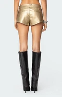 Edikted Melodi Faux Leather Micro Shorts