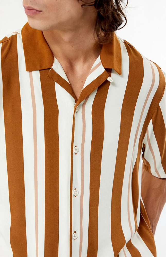PacSun Taupe Stripe Camp Shirt