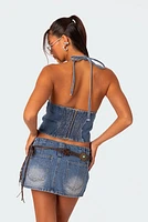 Edikted Wanona Denim Halter Top