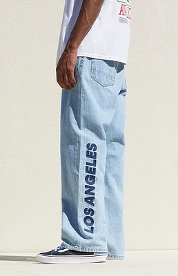 PacSun Medium Wash Baggy Carpenter Graphic Jeans