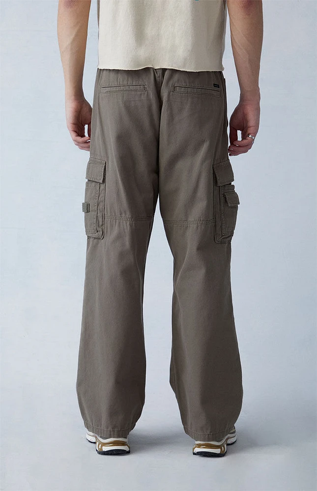 Olive Canvas Baggy Cargo Pants