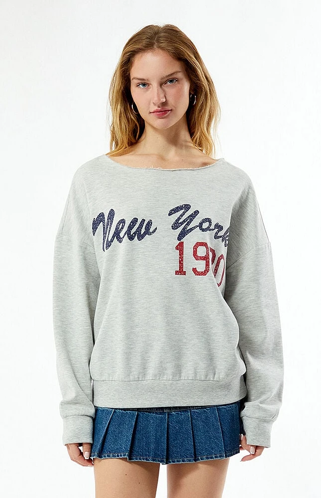 PacSun New York 1980 Off-The-Shoulder Sweatshirt