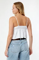 LA Hearts Linen V-Neck Babydoll Tank Top