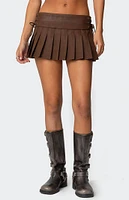 Edikted Faux Leather Pleated Mini Skort