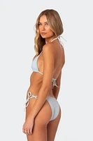 Edikted Didi Distressed Denim Triangle Bikini Top
