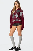 Edikted Argyle Oversized Polo Sweater