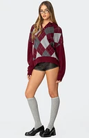 Edikted Argyle Oversized Polo Sweater