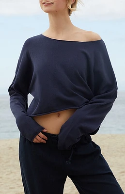 John Galt Navy Cameron Cropped Sweater