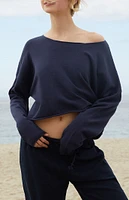 John Galt Navy Cameron Cropped Sweater