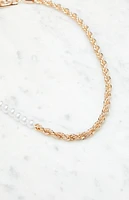 LA Hearts Pearl Rope Chain Necklace