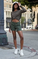 John Galt Olive Tori Basic Long Sleeve Top