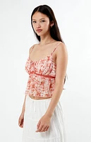 LA Hearts Floral Tie Front Cami