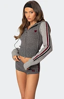 Edikted Heart Knit Zip Up Hoodie