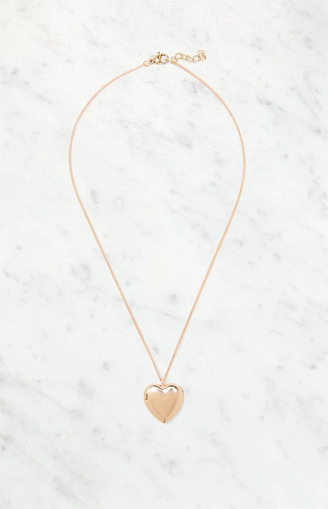 John Galt Gold Heart Locket Necklace