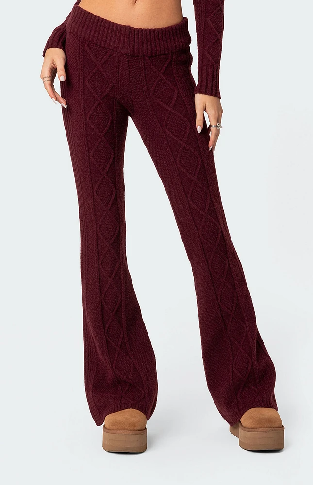 Edikted Ray Cable Knit Flared Pants