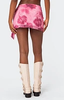 Edikted Wanda Printed Mesh Ruffle Mini Skirt