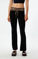 LA Hearts Leopard Print Fold-Over Flare Pants