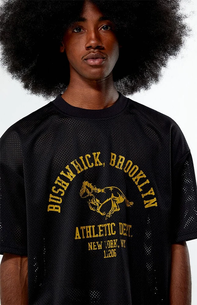 Pacsun Black Leagues Mesh Boxy Cropped Jersey T-Shirt