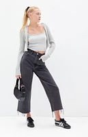 PacSun Nora Black Cropped Wide Leg Jeans