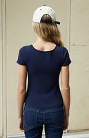 Navy Cinched Top