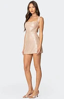 Edikted Backless Sequin Cowl Neck Mini Dress