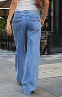 John Galt Light Indigo Low Rise Baggy Wide Leg Jeans