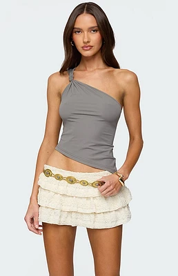 Edikted Knotted One Shoulder Asymmetric Top