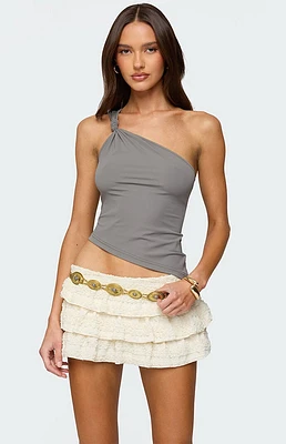 Edikted Knotted One Shoulder Asymmetric Top