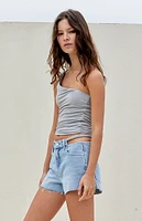 PacSun Light Indigo Chain High Waisted Denim Festival Shorts