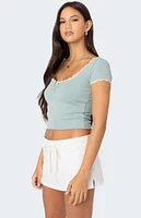 Edikted Cinched Lace Trim Top