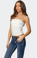 Edikted Amarelle Lacey Gathered Tube Top