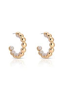 Ettika Pearl Inlay and Gold Hoop Earrings