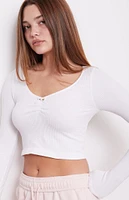 Contour Seamless Waffle Knit Cinched Long Sleeve Top