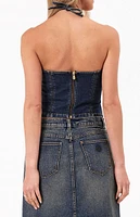 ABRAND Zendaya Denim Halter Top