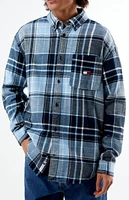 Tommy Jeans Brushed Navy Flannel Long Sleeve Shirt