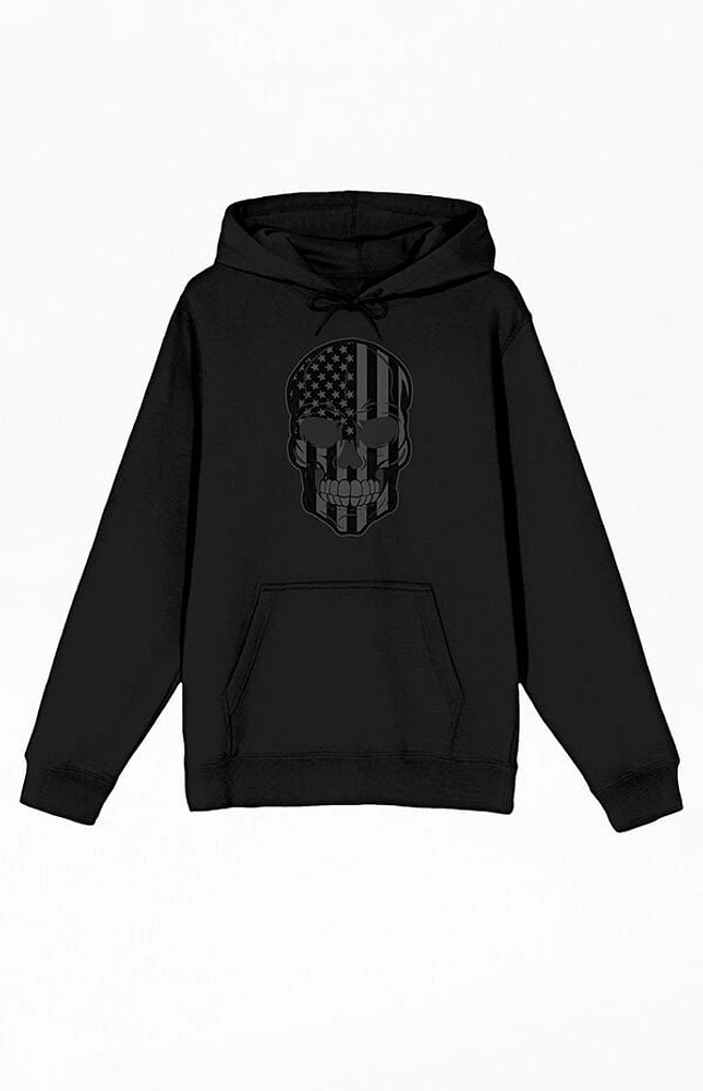 Skull With Monochrome American Flag Hoodie