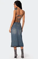 Edikted Lassy Washed Denim Midi Skirt
