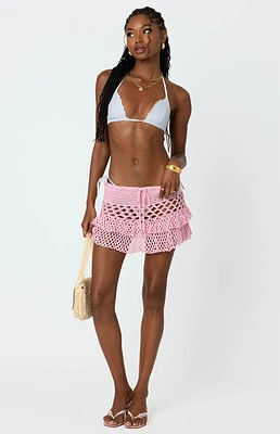 Edikted Ruffled Crochet Mini Skirt