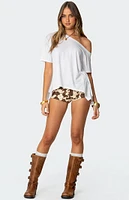 Edikted Cow Printed Low Rise Micro Shorts