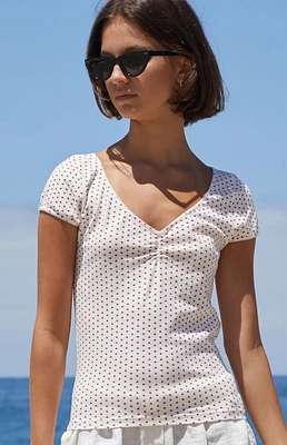 John Galt Heart Print Gina Cinched Top