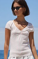 John Galt Heart Print Gina Cinched Top
