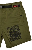 Godzilla Monster & Kanji Green Shorts