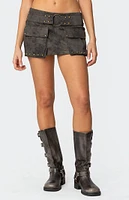 Edikted Marge Studded Faux Leather Mini Skort